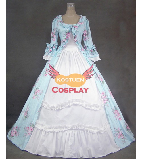 Viktorianisch Gothic Lolitakleider Hellblau-Weiß