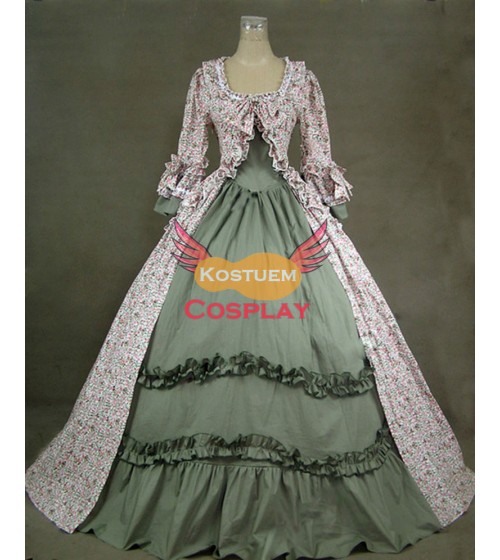 Viktorianisches Halloween Lolitakleid Bunt-Oliv