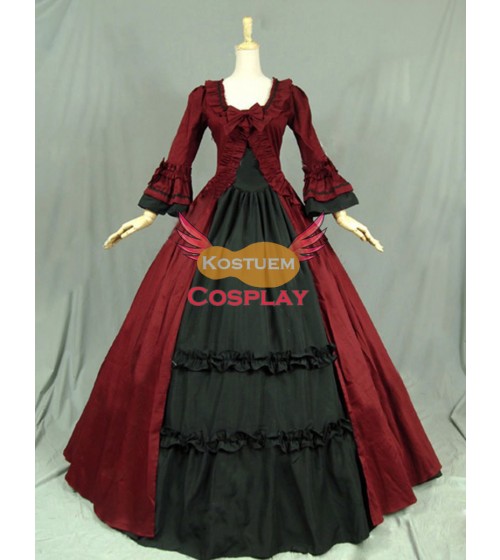 Viktorianisches kleid dunkelrot-schwarz
