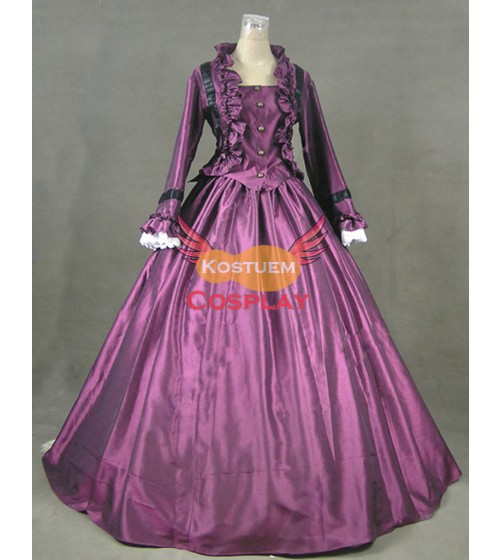 Viktorianische Kleidung Civil War Ballkleid Satin Violett Abendkleid