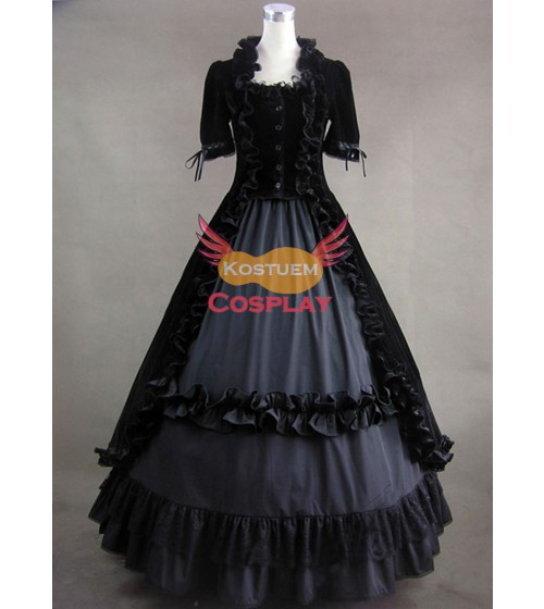 Renaissance Ballkleid Gothic Lolitakleider Halloweenkostüm Schwarz