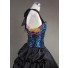 Viktorianisches Ballkleid Satin Steampunk Lolita Kleid Blau-Schwarz