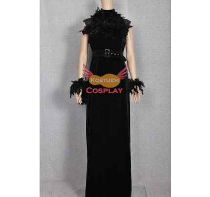 Historisches Kostüm Retro Schwarz Feder Ballkleid 