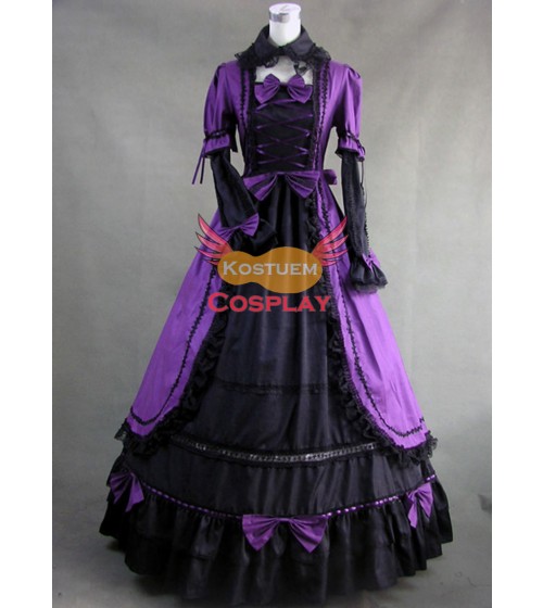 Renaissance Gotik-Kleid Purpur Lolita Kleider Halloweenkostüm
