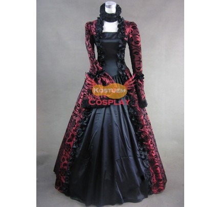 Dunkelrot Marie Antoinette Kleid Gotisches Ballkleid Halloweenkostüme