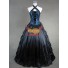 Viktorianisches Ballkleid Satin Steampunk Lolita Kleid Blau-Schwarz
